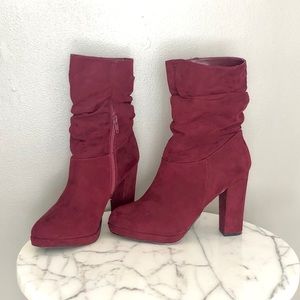 Red Suede Boots - NEVER WORN